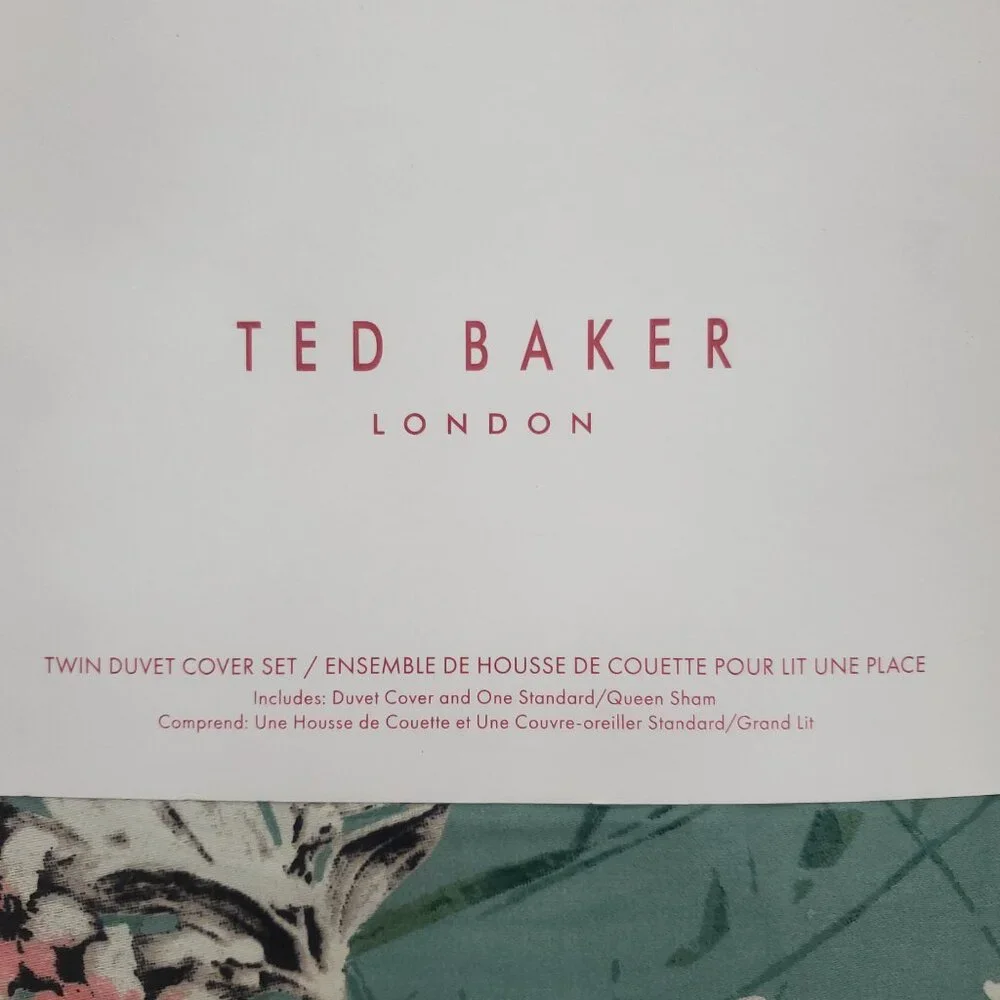 Ted Baker Kingdom Floral 100% Cotton 2 Piece Twin Duvet Cover Set